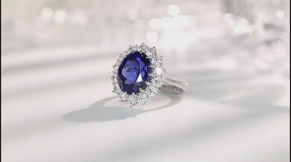 Pirmiana Luxury Design S925 Silver Ring for Women 6.84ct Lab Grown Sapphire Jewelry