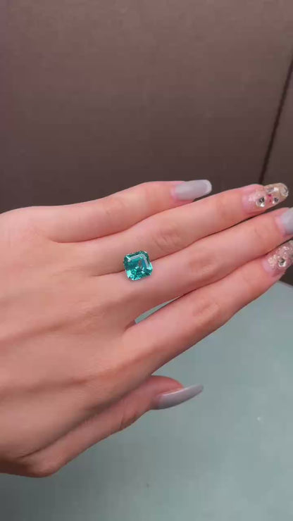 Pirmiana Asscher shape Lab Grown Paraiba Loose Gemstones for Jewelry Making