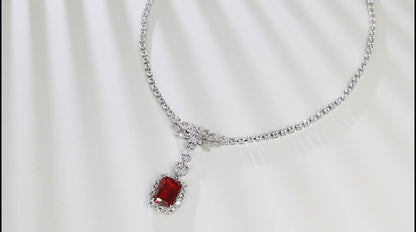 Pirmiana New S925 Silver 13.94ct Lad Grown Ruby Necklace High Fine Jewelry for Women Party Gift