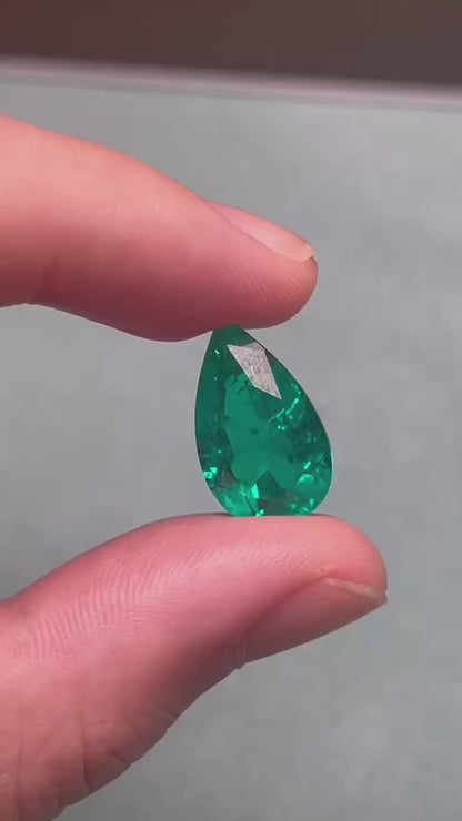 Pirmiana 7.16ct Pear Shape Lab Grown Emerald