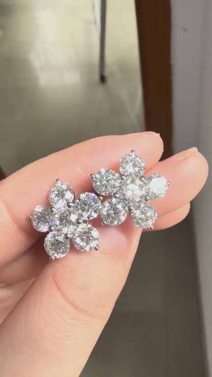 Pirmiana Custom Design 14K White Gold Earrings for Women 7.2ct total HPHT Lab Grown Diamond Jewelry