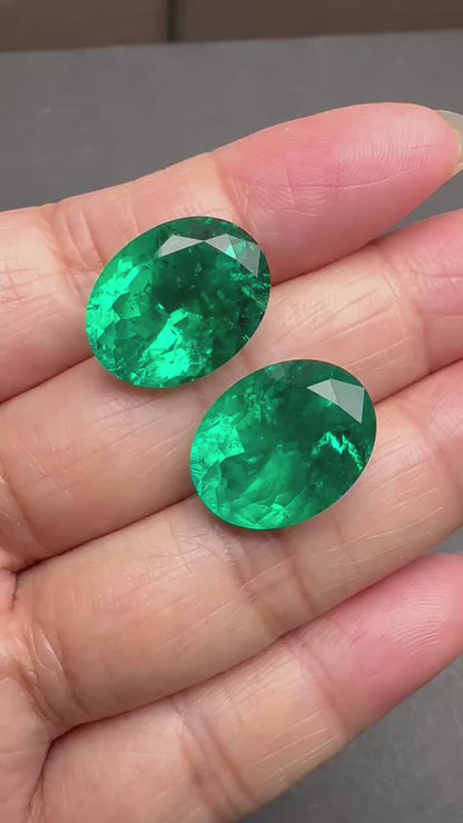 Pirmiana 14x18mm 13.8/13.9ct oval shape lab grown emeralds