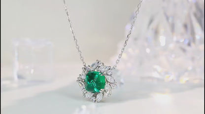 Pirmiana New Fashion 3.35ct Lab Grown Emerald Necklace S925 Silver Jewelry for Woman Gift Pendants
