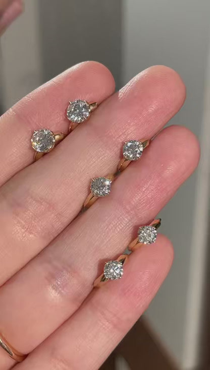 Pirmiana Custom Design 18k Yellow Gold Round Shape 0.5ct 0.3ct 0.2ct Each Lab Grown Diamond Earrings