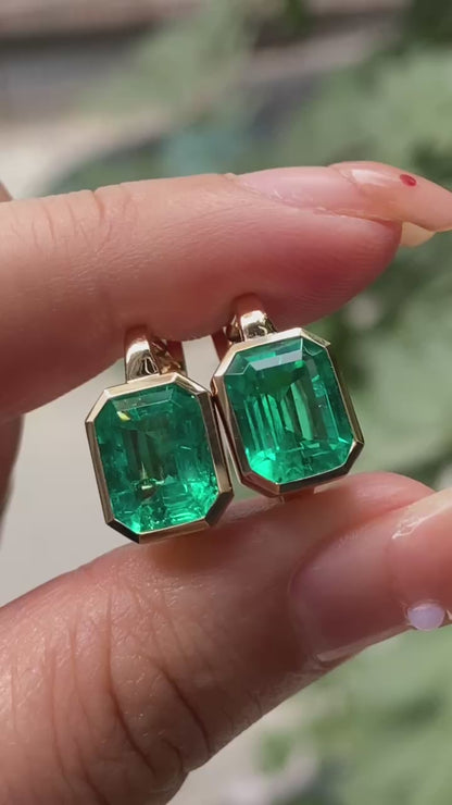 Pirmiana 2026 Jewelry Customized  Each 7×9mm  Emerald Shape 14k Yellow Gold Lab Grown  Emerald Earrings for Party Gift