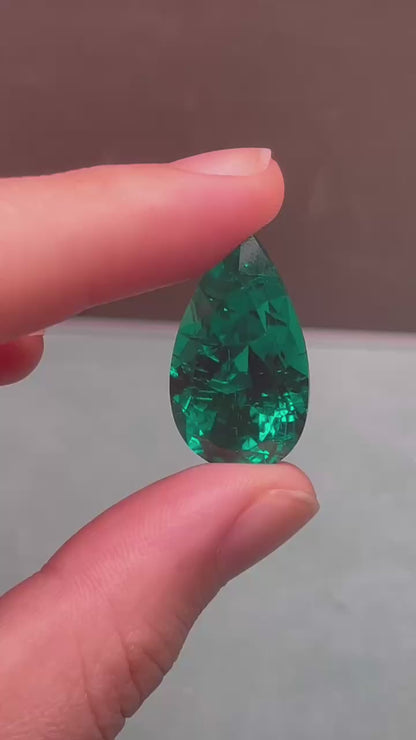 Pirmiana 25ct Pear Shape Lab Grown Emerald