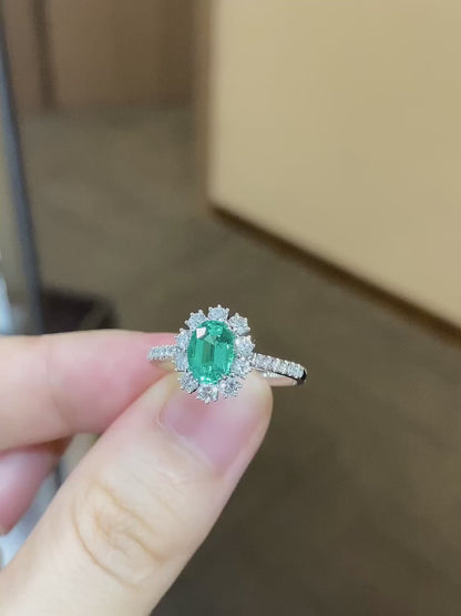Pirmiana Customized PT950 Platinum 0.81ct Lab Grown Emerald with 0.5625ct Diamond Ring Jewelry Engagement Gift Women