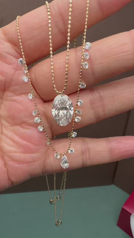 Primiana Popular Drilled Lab Grown Diamond Jewelry  18K Yellow Gold Necklace