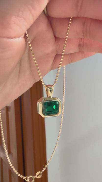 Primiana 2025 New Classic Style 14K Yellow Gold 8x10mm 3ct Emerlad Cut Lab Grwon Emerlad Pendant Girlfriend Gift