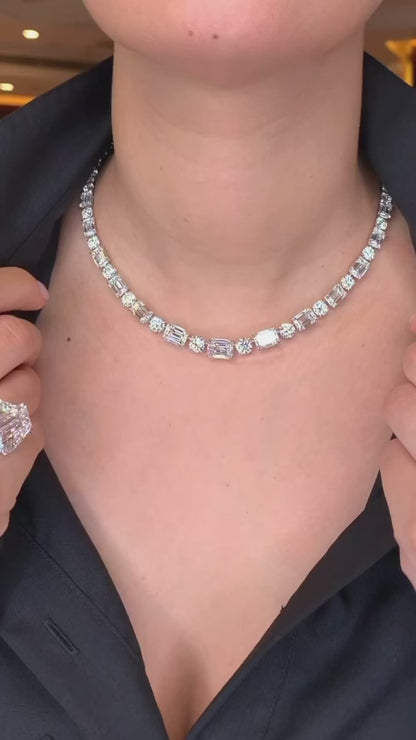 PT950 Customied 1ct Emerald cut 0.4ct Round Cut Elegant Lab Grown Diamond Necklace for Women Party Gift Jewelry