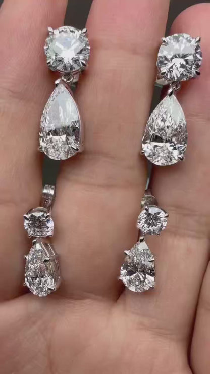 Pirmiana Custom Design 18K White Gold Earrings for Women 1ct center pear shape CVD Lab Grown Diamond Jewelry