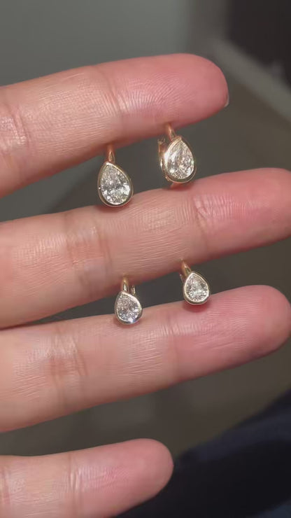 Pirmiana Custom Design 18k Yellow Gold Pear 4x5mm 5x7mm Lab Grown Diamond Earrings