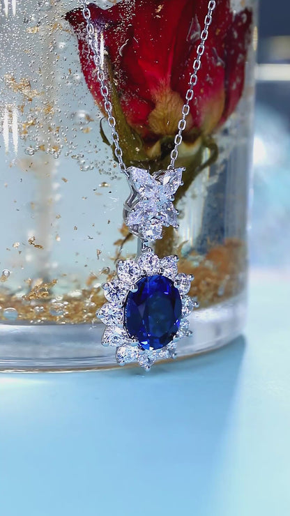 Pirmiana 2024 New Fashion S925 Silver Necklace 5.11ct Lab Grown Sapphire Pendants Necklace Jewelry For Wedding Party Gift