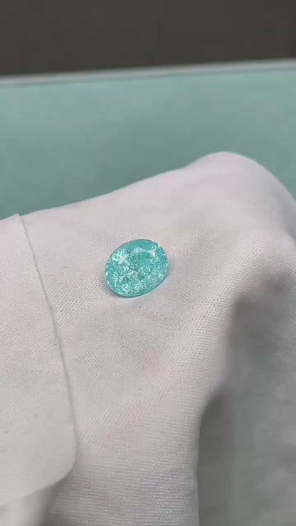 Pirmiana 5.985ct/11.5ct Oval Lab Grown Ice Crack Paraiba Loose Gemstones for Jewelry Making