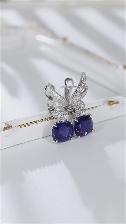 Pirmiana New Arrival 7.16ct Lab Grown Sapphire Earring Studs S925 Silver Jewelry Earrings for Women