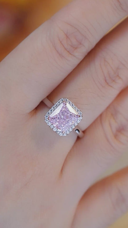 Pirmiana New Fashion 3ct Radiant Simulated Diamond Rings S925 Silver Jewelry Engagement Gift Women