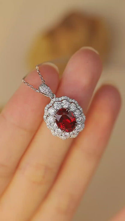 Pirmiana New S925 Silver 2.87ct Lad Grown Ruby Necklace High Fine Jewelry for Women Party Gift