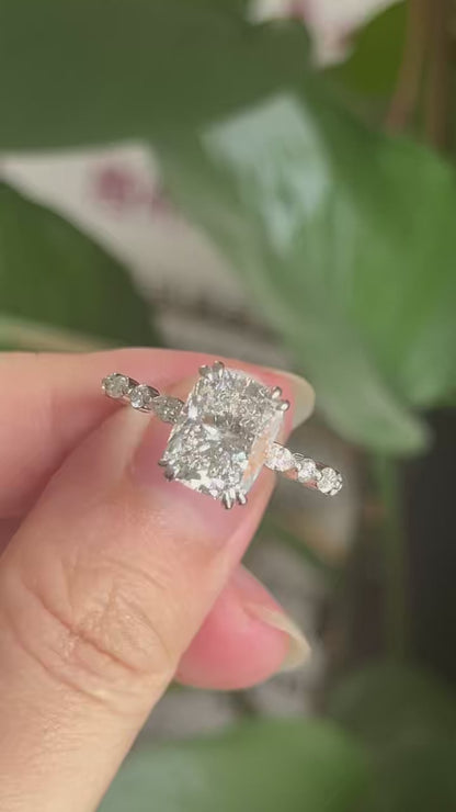 Pirmiana Jewelry Customized 14K White 3ct Lab Grown Diamond Rings Engagement Wedding Band Rings for Women Fine Jewelry