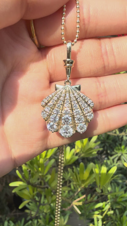 Pirmiana Jewelry Customized 14k Yellow Gold Lab Grown Diamond Shell Pendant for Women Party Gift
