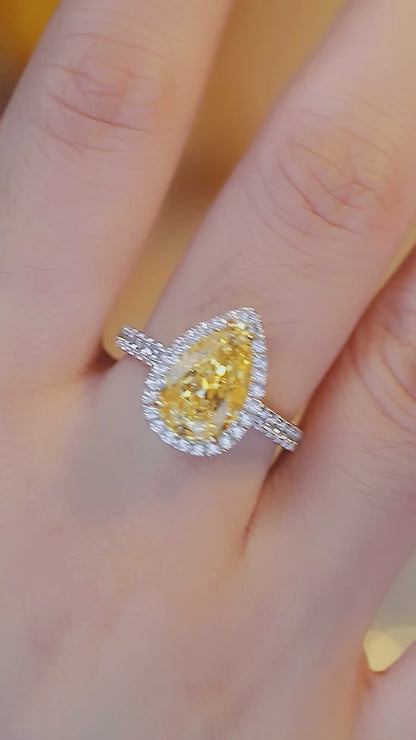 Pirmiana New Fashion 3ct Pear Shape Simulated Diamond Rings S925 Silver Jewelry Engagement Gift Women