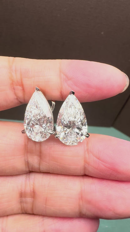 Pirmiana Cutomiezd Platinum and K Gold 7ct Pear Cut Lab Grown Diamond for Women Wedding Proposal earrings