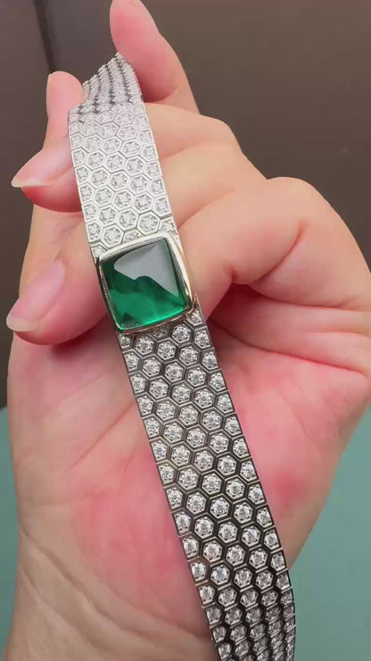 Pirmiana Custom Design 11.20CT Lab Grown Emerald Bracelet