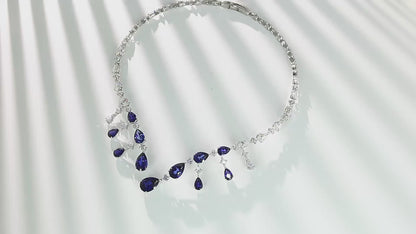 Pirmiana 2024 New Fashion S925 Silver Necklace 28.08ct Lab Grown Sapphire Pendants Necklace Jewelry For Wedding Party Gift