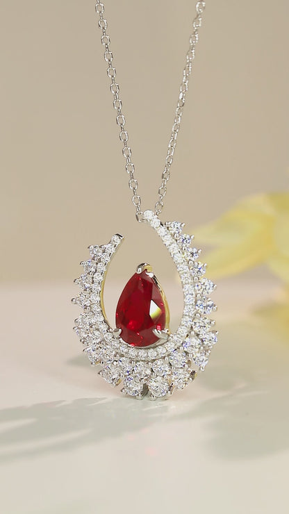 Pirmiana New S925 Silver 2.7ct Lad Grown Ruby Necklace High Fine Jewelry for Women Party Gift