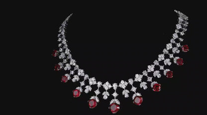 Pirmiana New S925 Silver 34.32ct Lad Grown Ruby Necklace High Fine Jewelry for Women Party Gift