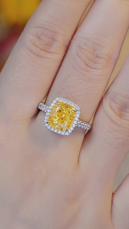 Pirmiana New Fashion 3ct Cushion Simulated Diamond Rings S925 Silver Jewelry Engagement Gift Women
