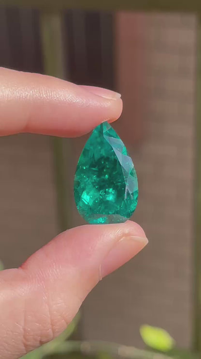 Pirmiana 19.42ct Pear Shape Lab Grown Emerald