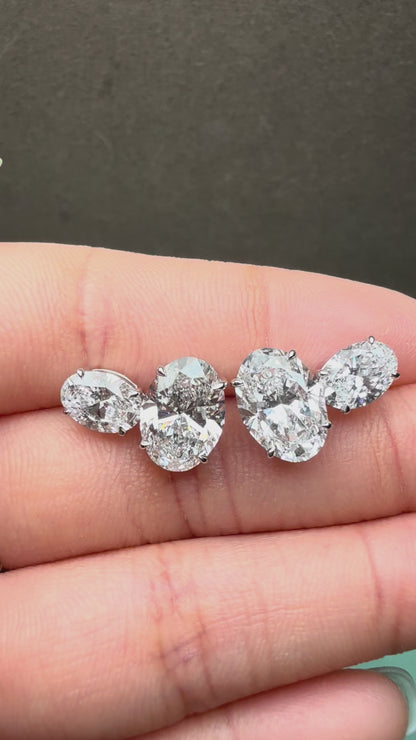 Pirmiana Custom Design 18K White Gold Earrings for Women 2.6+1ct Each CVD Lab Grown Diamond Jewelry
