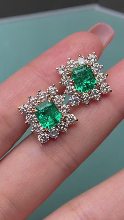 Primiana 2025 New Classic Style14K Emerald Shape 5x6mm And Side Stone Lab Diamond Girlfriend Gift