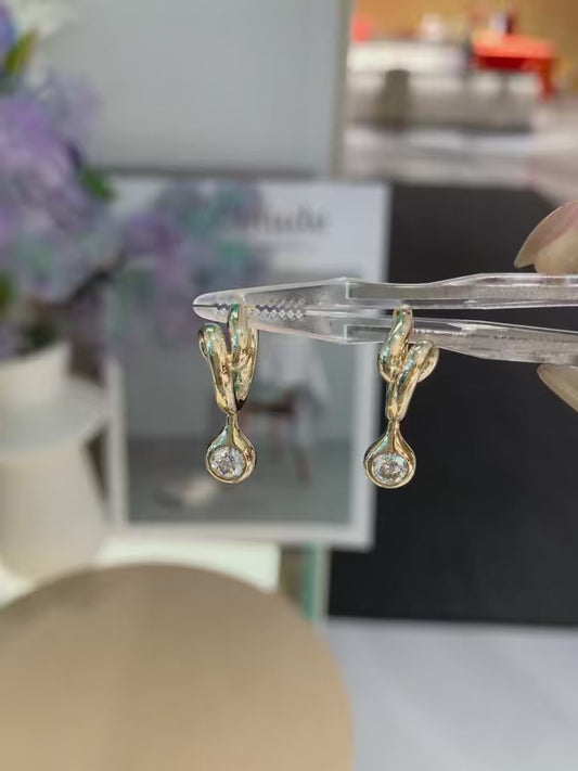 Pirmiana Custom Design 14k Yellow Gold Round Shape 4.1mm Lab Grown Diamonds Earrings