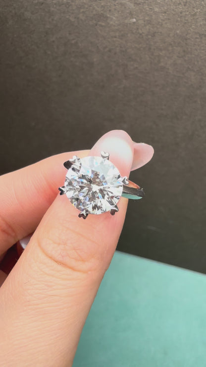 Pirmiana Custom Design Platinum Ring for Women 4ct Round Shape CVD Lab Grown Diamond Jewelry