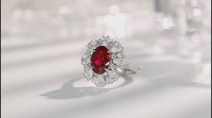 Pirmiana New S925 Silver 3ct Lad Grown Ruby Ring High Fine Jewelry for Women Party Gift