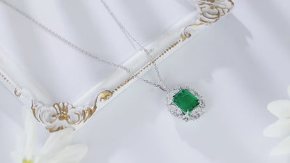 Pirmiana New Fashion 4.38ct Lab Grown Emerald Pendant Necklace S925 Silver Jewelry for Woman Gift Pendants