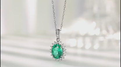Pirmiana New Fashion 1.43ct Lab Grown Emerald Necklace S925 Silver Jewelry for Woman Gift Pendants