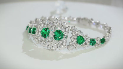 Pirmiana New Custom Design S925 Silver 5.32ct Lab Grown Emerald Bracelet Fashion Jewwelry for Party Gift
