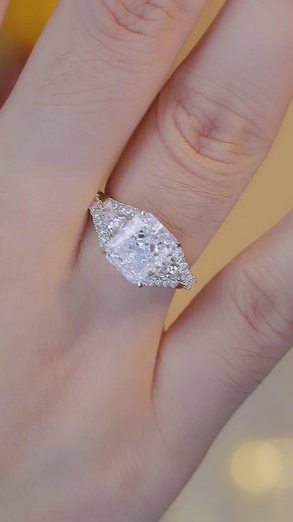Pirmiana New Fashion 3ct Radiant Simulated Diamond Rings S925 Silver Jewelry Engagement Gift Women