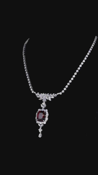 Pirmiana Fashion 20.35ct Natural Garnet Necklace S925 Silver Jewelry Engagement Gift Women