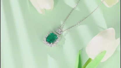 Pirmiana New Fashion 11.46ct Lab Grown Emerald Pendant Necklace S925 Silver Jewelry for Woman Gift Pendants