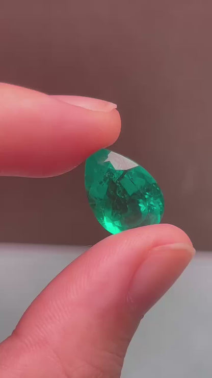 Pirmiana 7.11ct Pear Shape Lab Grown Emerald