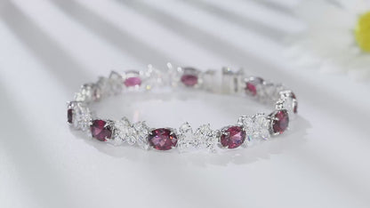 Pirmiana Fashion 15.83ct Natural Garnet Bracelet S925 Silver Jewelry Engagement Gift Women