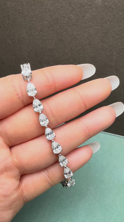 Pirmiana Jewelry Customized Pear Shape 14K White Gold 0.5ct DEF Each Lab Grown Diamond Eternity Bracelet Engagement for Women Fine Jewelry