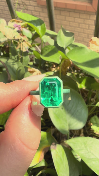 Pirmiana New Arrival Design Titanium Ring 3ct Lab Grown Emerald Girlfriend Gift