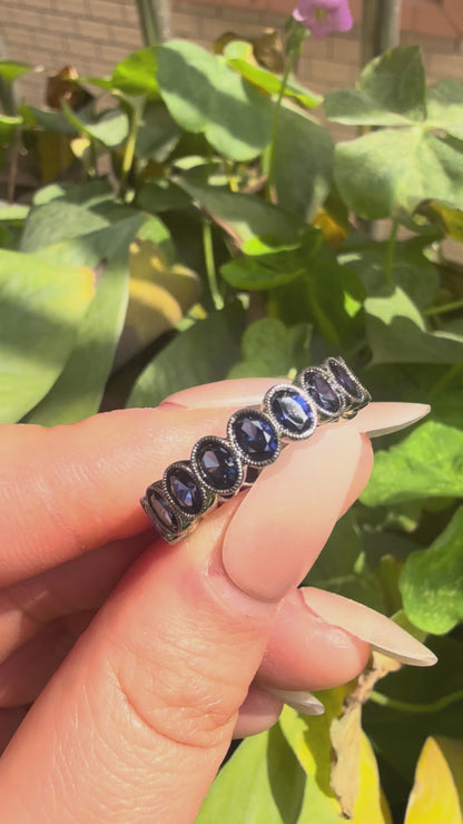 Pirmiana Custom Design 9K Yellow Gold Ring for Women 3x4mm 0.2ct each Lab Grown Sapphire Jewelry