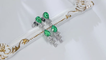 Pirmiana New Arrival S925 Silver 2.75ct Lab Grown Emerald Stainless Steel Earrings for Women