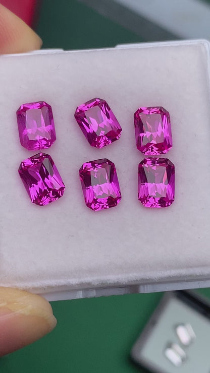 Pirmiana Radiant shape Lab Grown Pink Sapphire Loose Gemstones for Jewelry Making