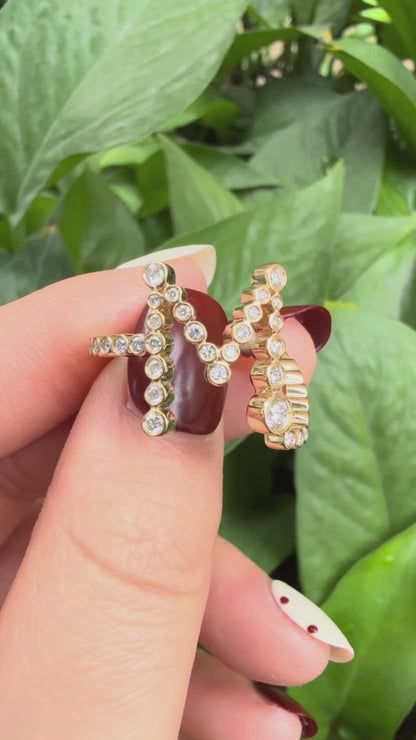 Pirmiana Jewelry Customized 14k Yellow Gold Letter Ring Lab Grown Diamond Engagement Wedding Band Rings for Women Fine Jewelry